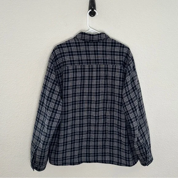 Boston Traders Blue Plaid Sherpa Fleece Lined Shacket Flannel Jacket XL Gorpcore - Picture 4 of 6